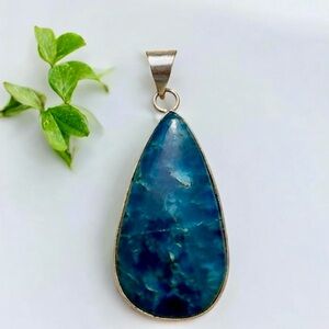 Blue Apatite Sterling Silver Overlay Pendant